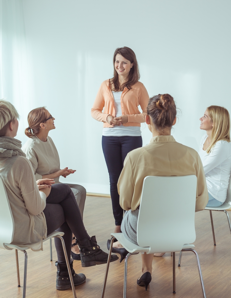 Women talk in a support group.